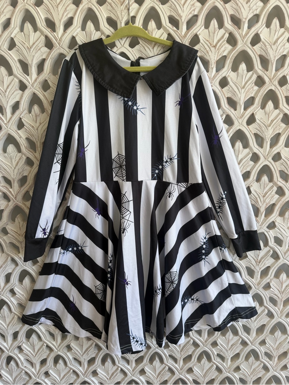 Black White Stripe Halloween Dress Size 6/7